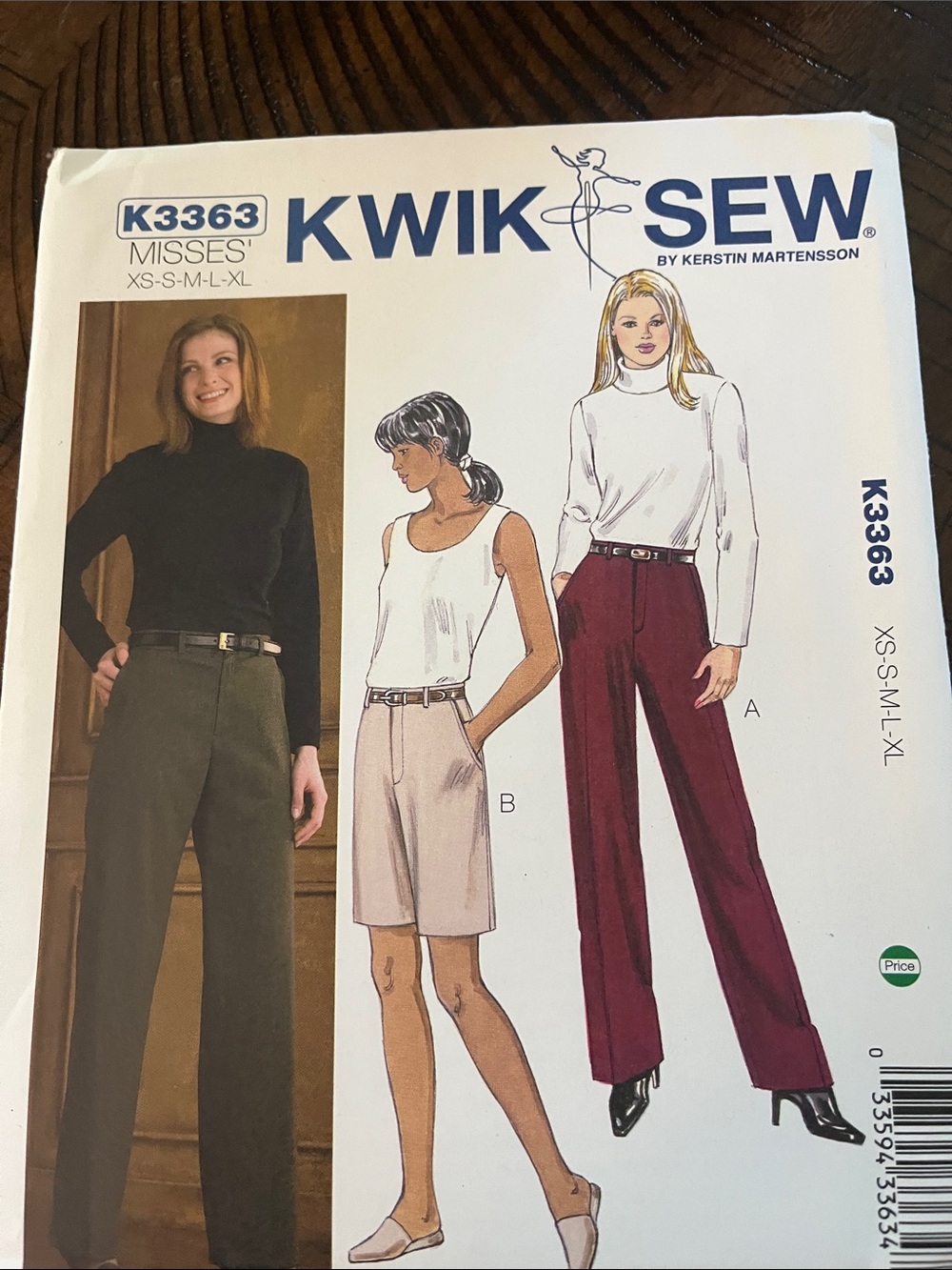 Women's High-Waist Straight Pants & Shorts Pattern - Olive and Burgundy Options
